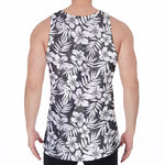 White And Grey Hawaiian Pattern Print Men's Velvet Tank Top