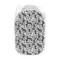 White And Grey Hawaiian Pattern Print Mesh Laundry Hamper