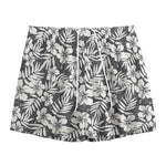 White And Grey Hawaiian Pattern Print Mesh Shorts