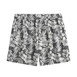 White And Grey Hawaiian Pattern Print Mesh Shorts