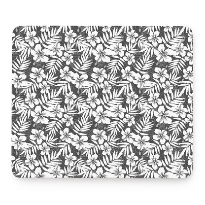 White And Grey Hawaiian Pattern Print Mouse Pad