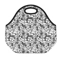 White And Grey Hawaiian Pattern Print Neoprene Lunch Bag