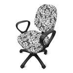 White And Grey Hawaiian Pattern Print Office Chair Cover