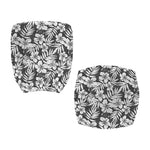 White And Grey Hawaiian Pattern Print Office Chair Cover