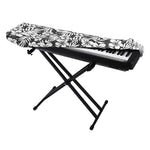 White And Grey Hawaiian Pattern Print Piano Keyboard Cover