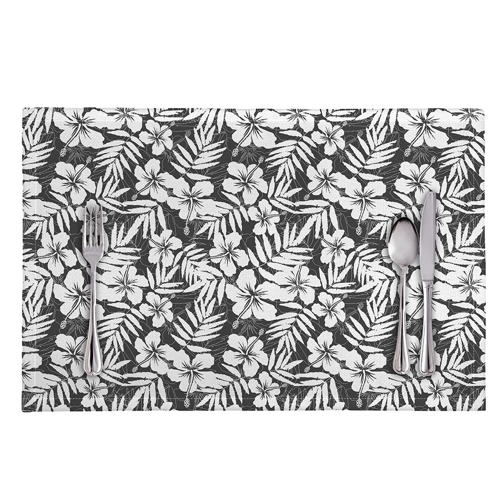 White And Grey Hawaiian Pattern Print Placemat