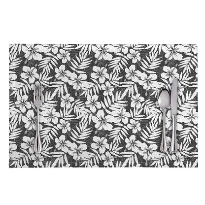 White And Grey Hawaiian Pattern Print Placemat