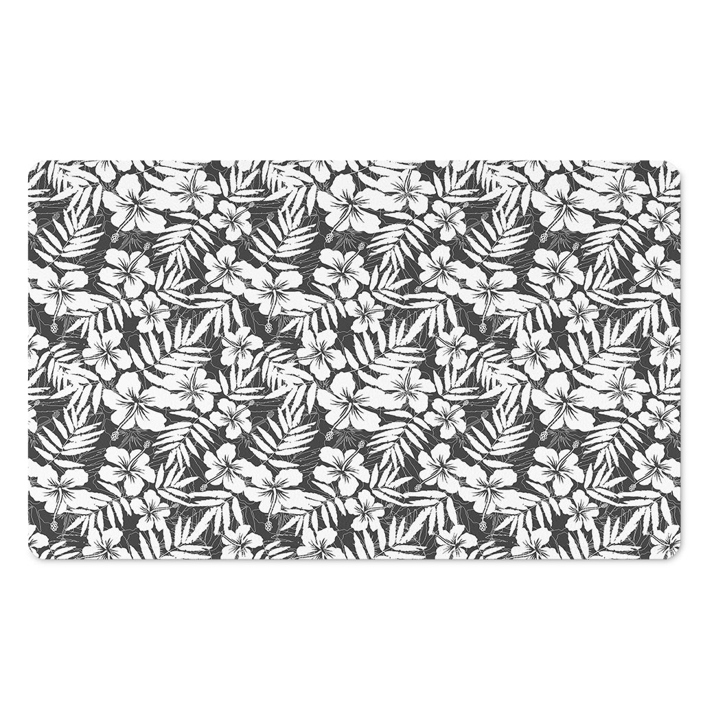 White And Grey Hawaiian Pattern Print Polyester Doormat