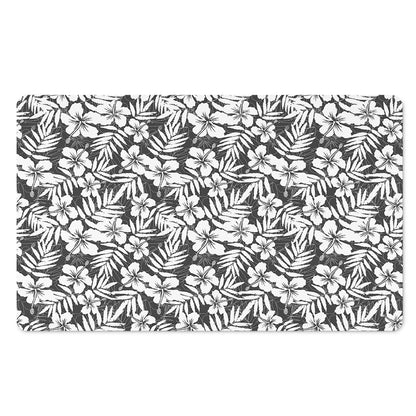 White And Grey Hawaiian Pattern Print Polyester Doormat