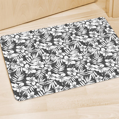 White And Grey Hawaiian Pattern Print Polyester Doormat