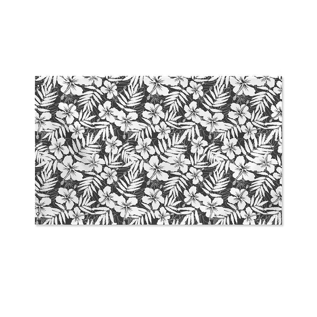 White And Grey Hawaiian Pattern Print Polyester Flag