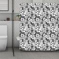 White And Grey Hawaiian Pattern Print Polyester Shower Curtain