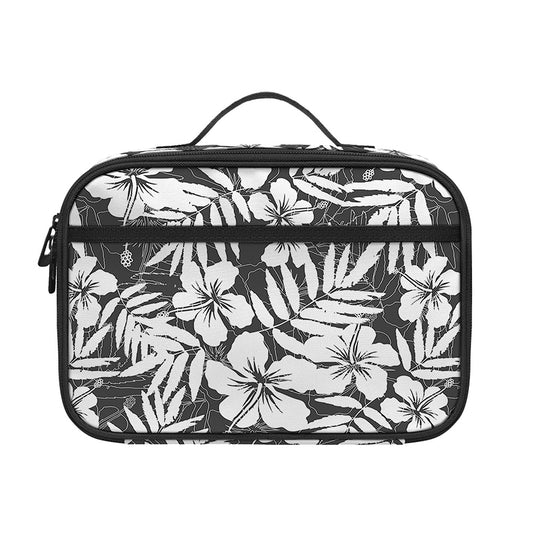 White And Grey Hawaiian Pattern Print Portable Lunch Bag