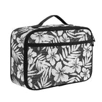 White And Grey Hawaiian Pattern Print Portable Lunch Bag