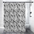White And Grey Hawaiian Pattern Print Premium Shower Curtain