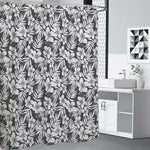 White And Grey Hawaiian Pattern Print Premium Shower Curtain