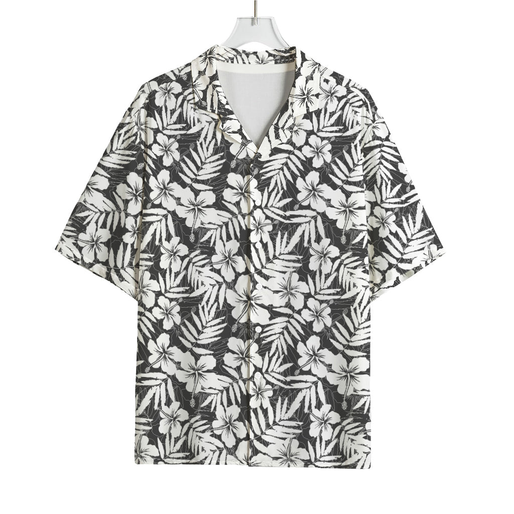 White And Grey Hawaiian Pattern Print Rayon Hawaiian Shirt