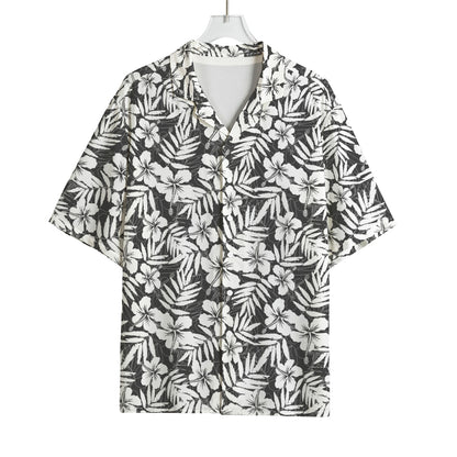 White And Grey Hawaiian Pattern Print Rayon Hawaiian Shirt