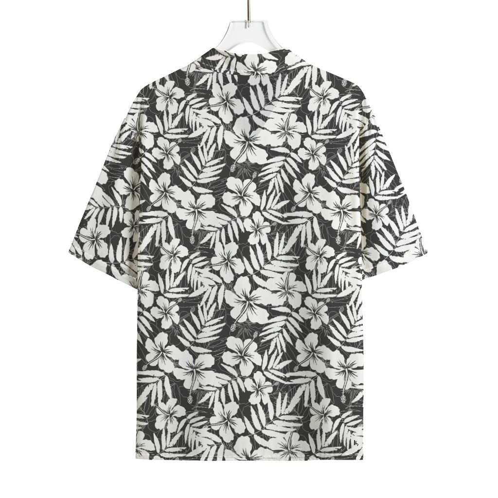 White And Grey Hawaiian Pattern Print Rayon Hawaiian Shirt