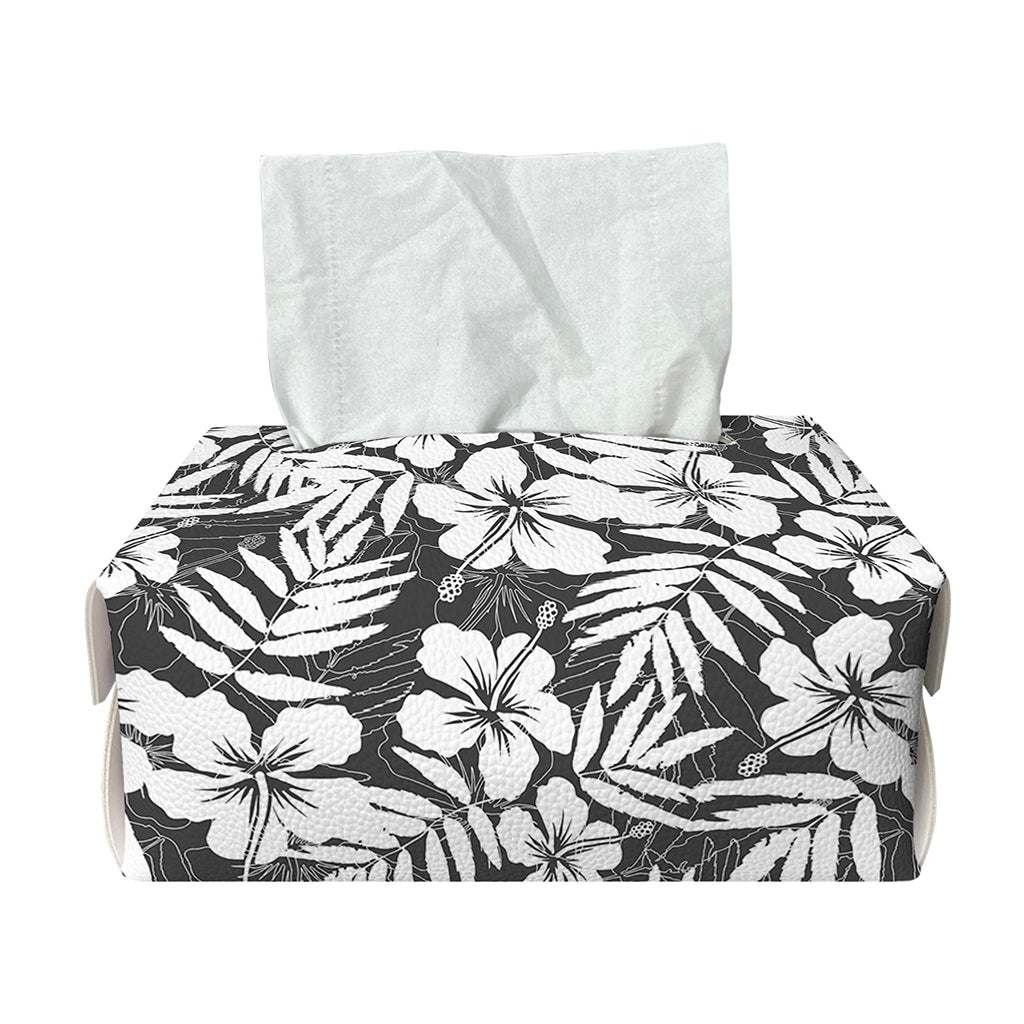 White And Grey Hawaiian Pattern Print Rectangle Tissue Box Cover