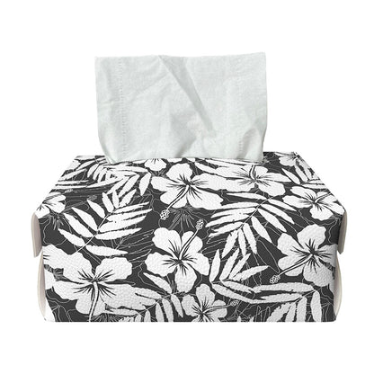 White And Grey Hawaiian Pattern Print Rectangle Tissue Box Cover