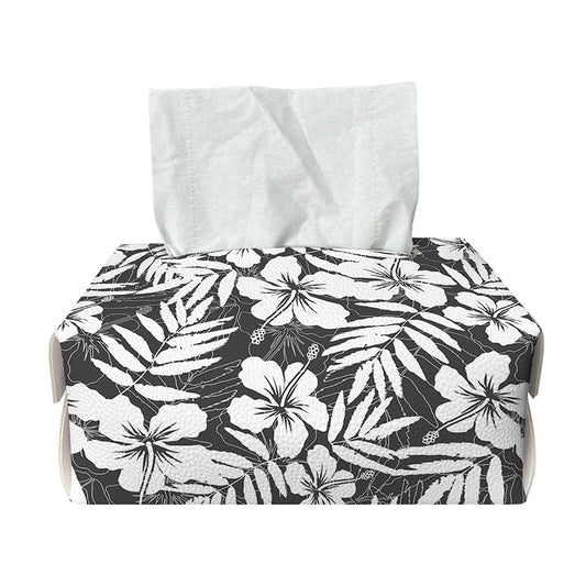 White And Grey Hawaiian Pattern Print Rectangle Tissue Box Cover