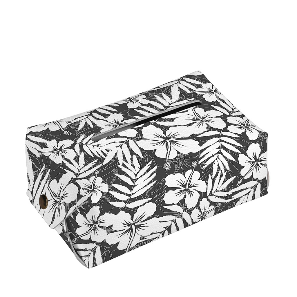 White And Grey Hawaiian Pattern Print Rectangle Tissue Box Cover