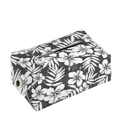 White And Grey Hawaiian Pattern Print Rectangle Tissue Box Cover