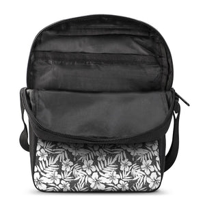 White And Grey Hawaiian Pattern Print Rectangular Crossbody Bag