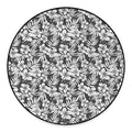 White And Grey Hawaiian Pattern Print Round Floor Mat