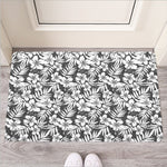 White And Grey Hawaiian Pattern Print Rubber Doormat