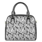White And Grey Hawaiian Pattern Print Shoulder Handbag