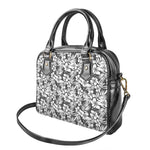 White And Grey Hawaiian Pattern Print Shoulder Handbag