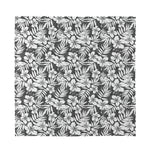 White And Grey Hawaiian Pattern Print Silk Bandana