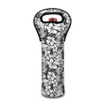 White And Grey Hawaiian Pattern Print Single Neoprene Wine Tote