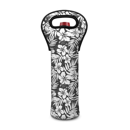 White And Grey Hawaiian Pattern Print Single Neoprene Wine Tote