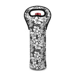 White And Grey Hawaiian Pattern Print Single Neoprene Wine Tote