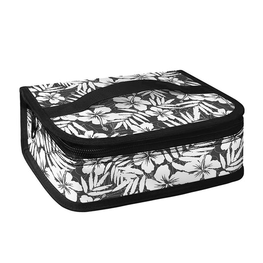 White And Grey Hawaiian Pattern Print Small Lunch Bag