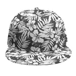 White And Grey Hawaiian Pattern Print Snapback Cap