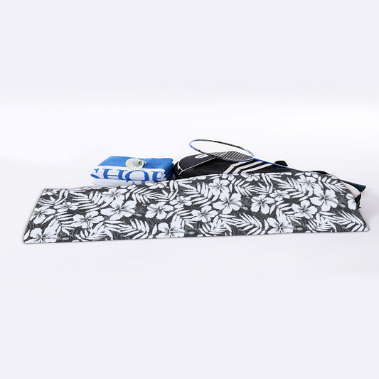 White And Grey Hawaiian Pattern Print Sports Towel