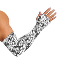 White And Grey Hawaiian Pattern Print Sun Protection Arm Sleeves