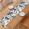 White And Grey Hawaiian Pattern Print Table Runner
