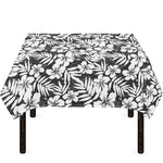 White And Grey Hawaiian Pattern Print Tablecloth