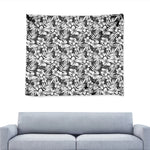 White And Grey Hawaiian Pattern Print Tapestry