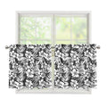 White And Grey Hawaiian Pattern Print Tier Curtains