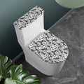 White And Grey Hawaiian Pattern Print Toilet Lid And Tank Cover Set
