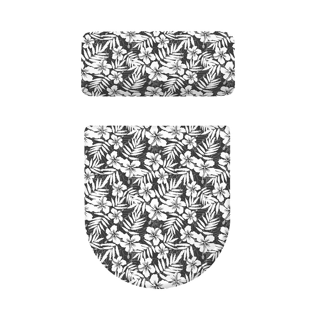 White And Grey Hawaiian Pattern Print Toilet Lid And Tank Cover Set