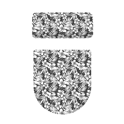 White And Grey Hawaiian Pattern Print Toilet Lid And Tank Cover Set