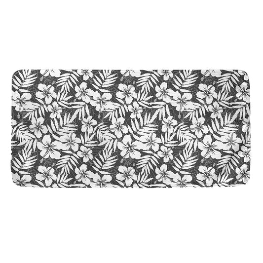 White And Grey Hawaiian Pattern Print Towel