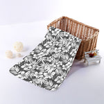 White And Grey Hawaiian Pattern Print Towel